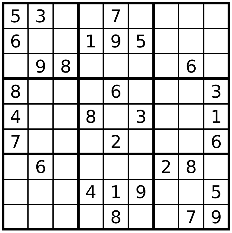Partially solved Sudoku
